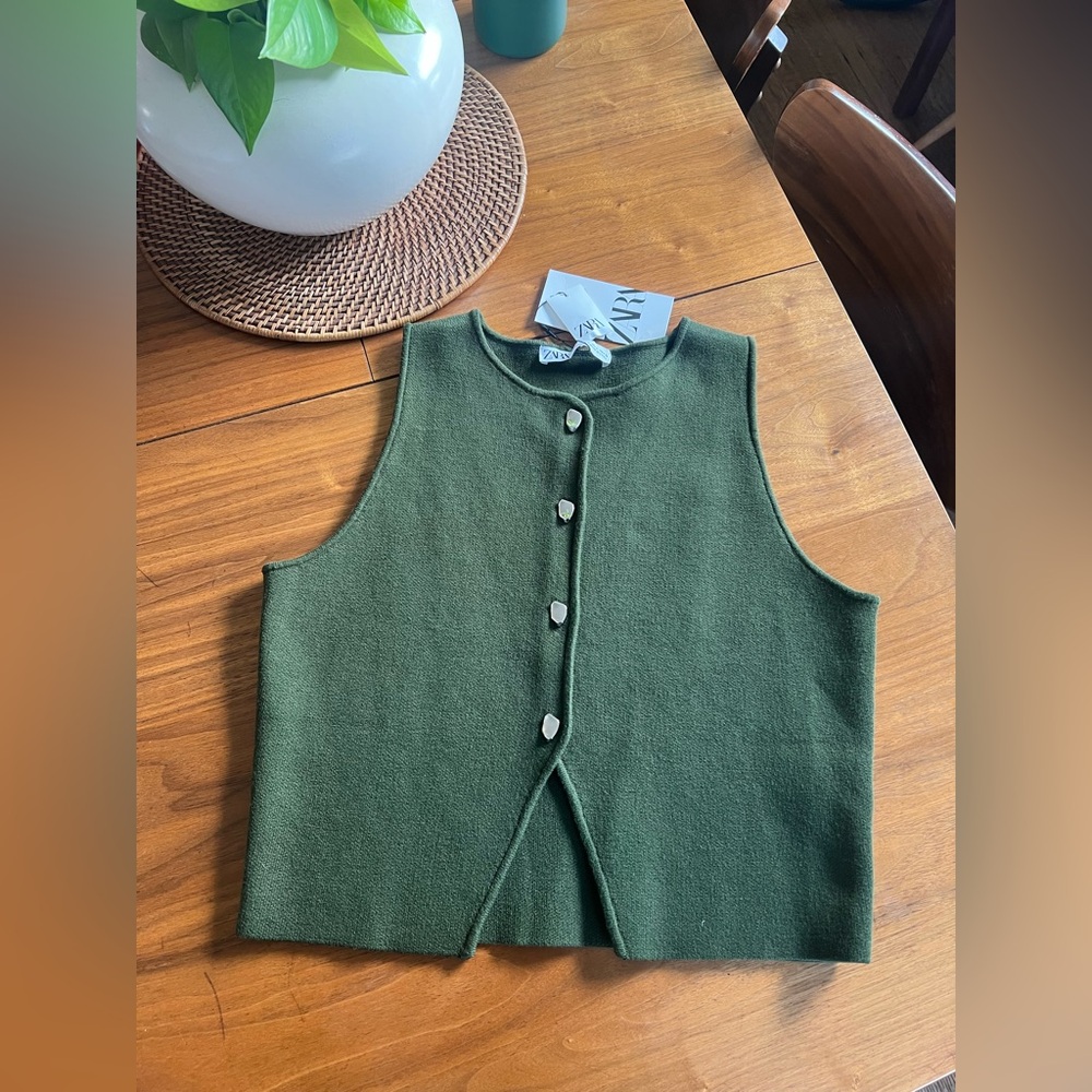 Zara Forest Green Knit Vest
